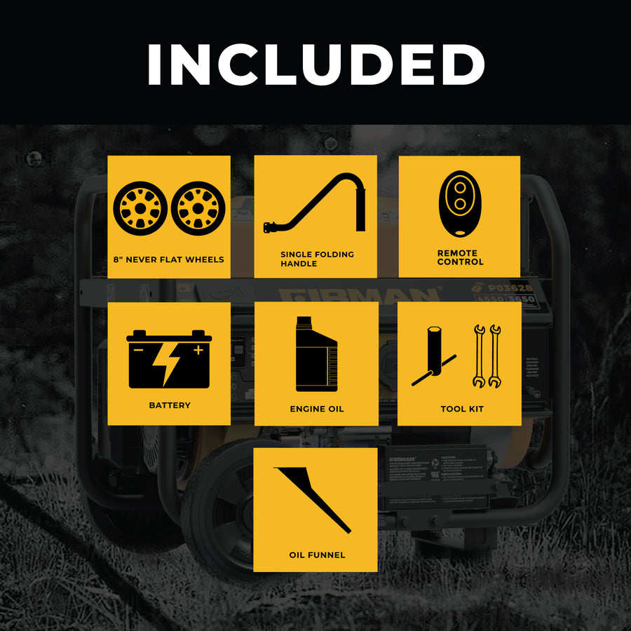 FIRMAN® Gas Portable Generator 4550W Remote Start with CO Alert #P03628