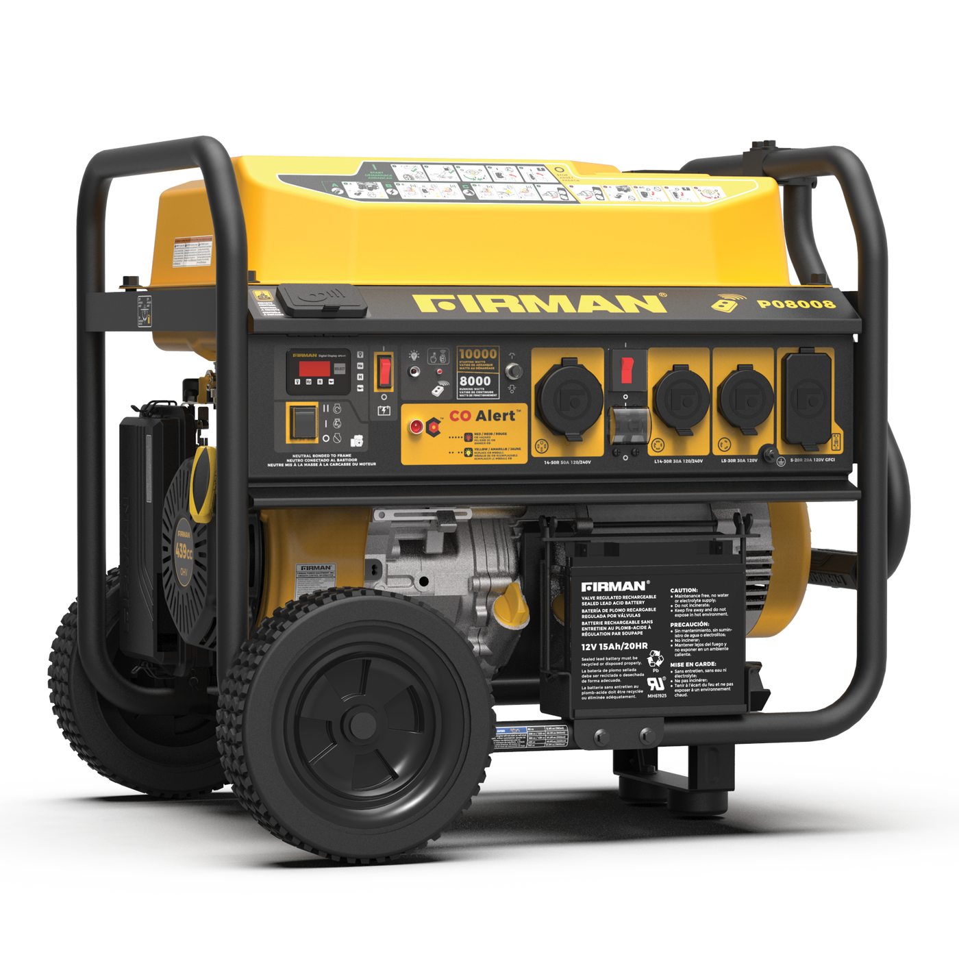 FIRMAN® Gas Portable Generator 10000W Remote Start 120/240V with CO Alert #P08008