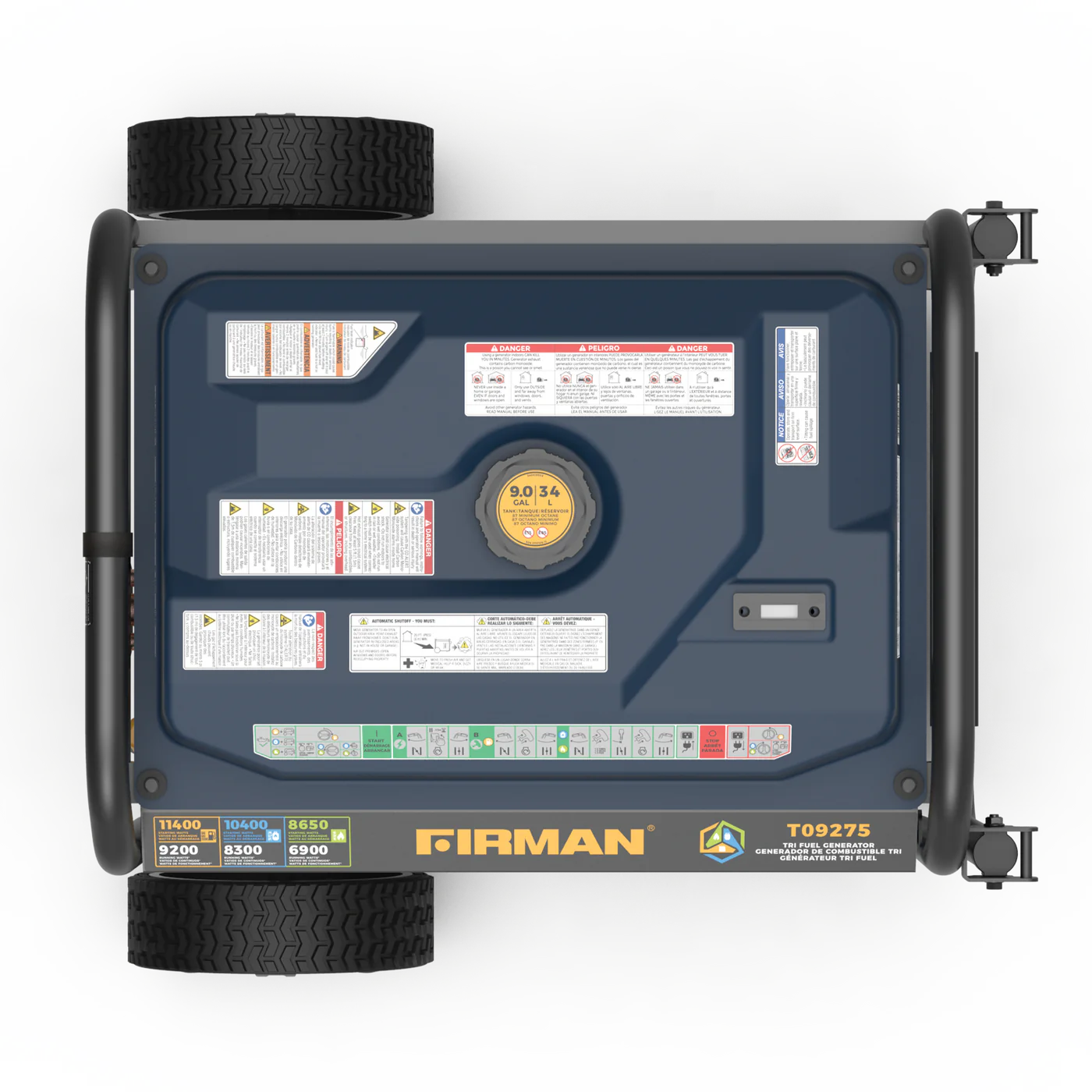 FIRMAN® Tri Fuel Portable Generator 11400W Electric Start 120V/240V with CO Alert #T09275