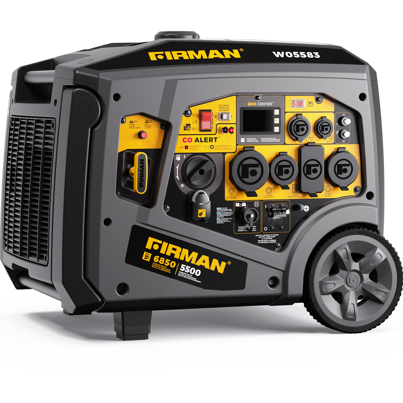 FIRMAN® Gas Inverter Portable Generator 6850/5500 Watt Remote Start 120/240V CO Alert #W05583