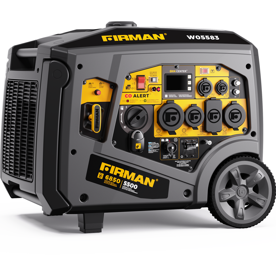 FIRMAN® Gas Inverter Portable Generator 6850/5500 Watt Remote Start 120/240V CO Alert #W05583