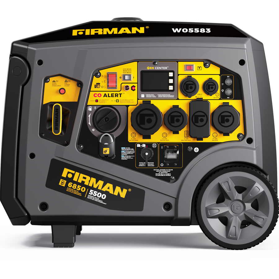FIRMAN® Gas Inverter Portable Generator 6850/5500 Watt Remote Start 120/240V CO Alert #W05583