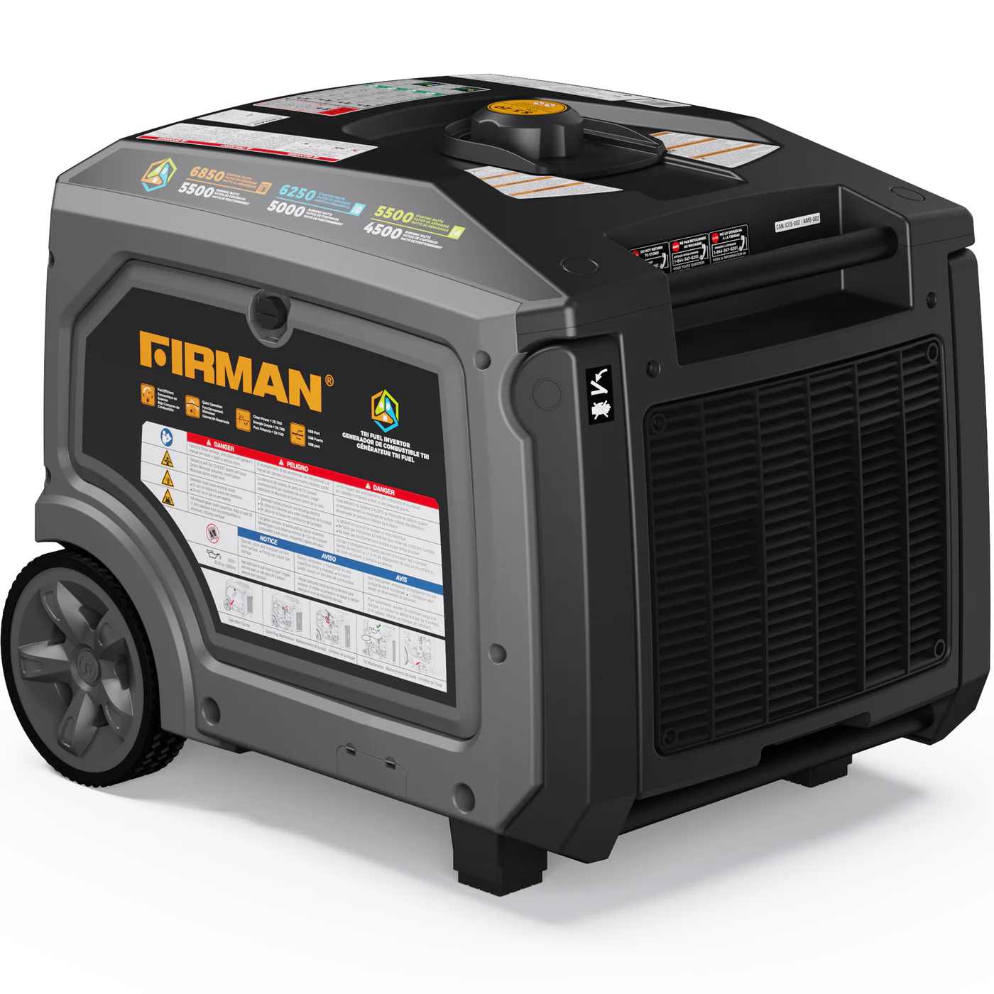 FIRMAN® Tri Fuel Inverter Protable Generator 6850W Electric Start With CO Alert #WT05571