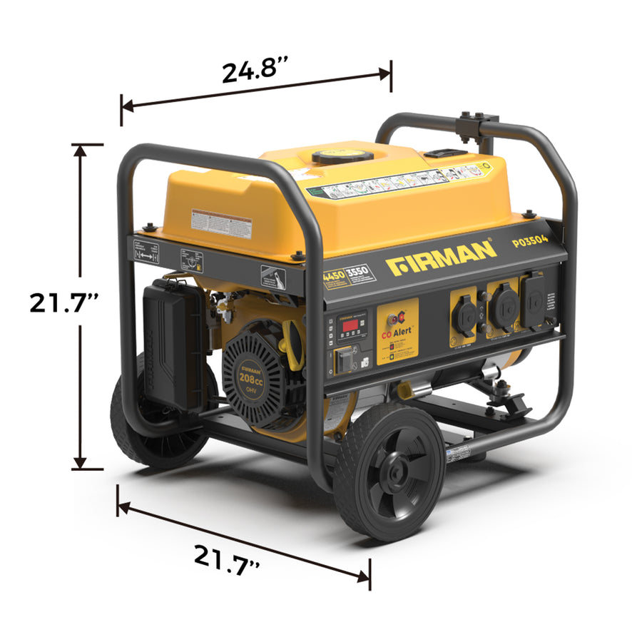 FIRMAN® Gas Portable Generator 4450W Recoil Start 120V with CO alert #P03504