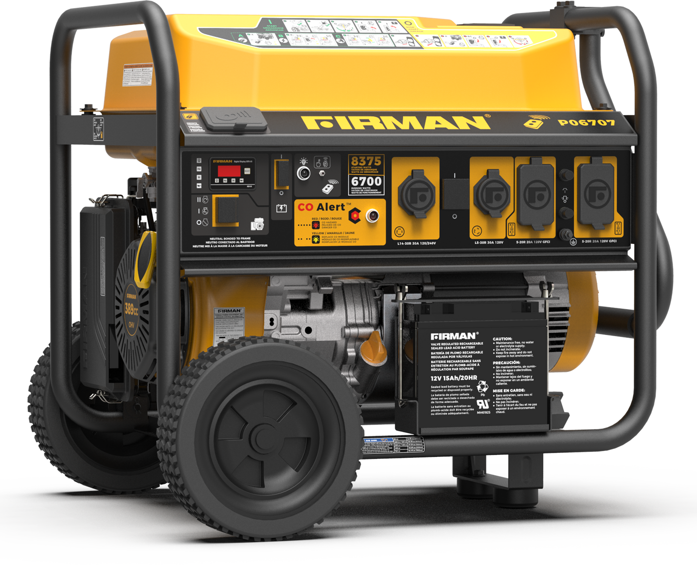 FIRMAN® Gas Portable Generator 8375W Remote Start 120/240V #P06707