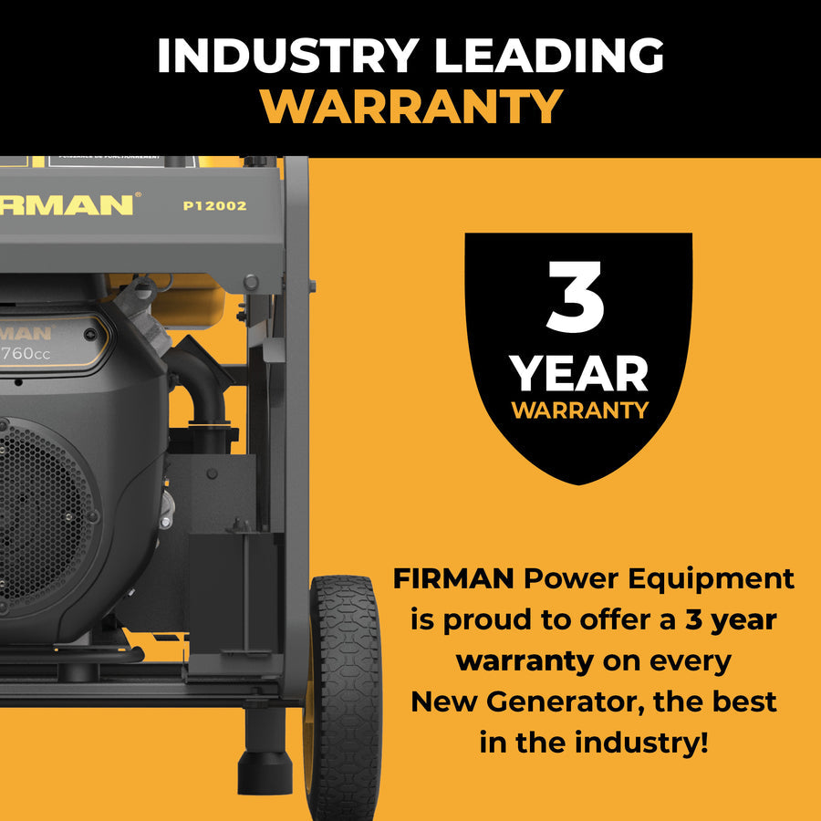 FIRMAN® Gas Portable Generator 15000W Electric Start 120/240V with CO Alert #P12002