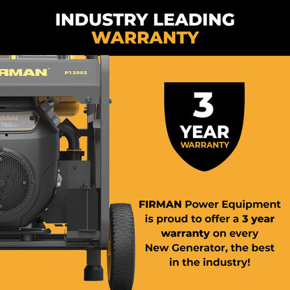 FIRMAN® Gas Portable Generator 15000W Electric Start 120/240V with CO Alert #P12002