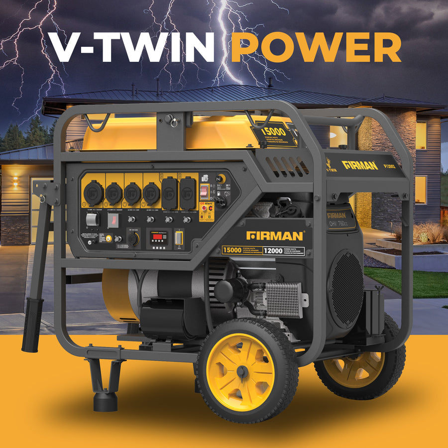 FIRMAN® Gas Portable Generator 15000W Electric Start 120/240V with CO Alert #P12002