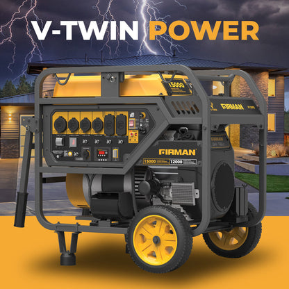 FIRMAN® Gas Portable Generator 15000W Electric Start 120/240V with CO Alert #P12002