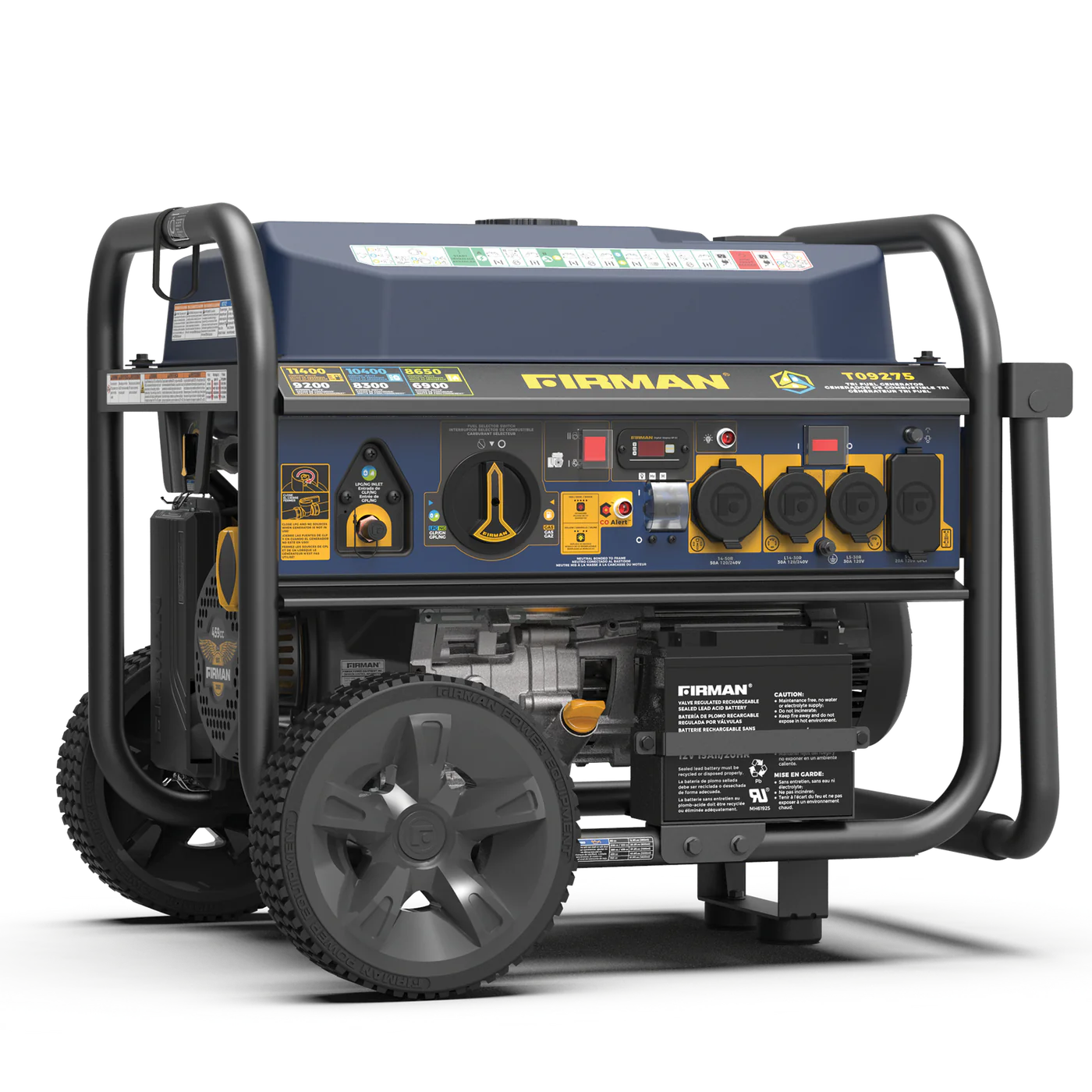FIRMAN® Tri Fuel Portable Generator 11400W Electric Start 120V/240V with CO Alert #T09275