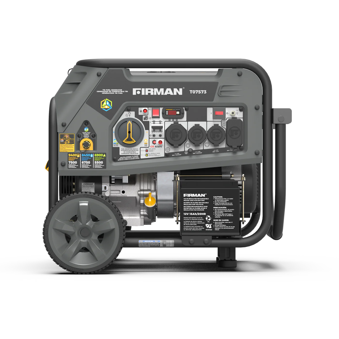 FIRMAN® Tri Fuel Portable Generator 9400W Electric Start 120/240V with CO Alert #T07573