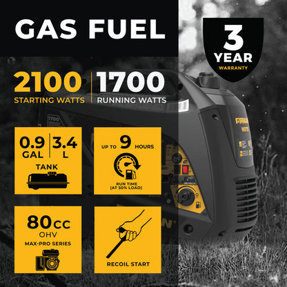 FIRMAN® Inverter Portable Generator 2100W Recoil Start #W01781