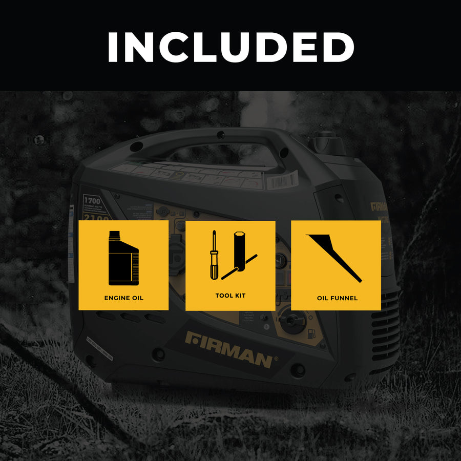 FIRMAN® Inverter Portable Generator 2100W Recoil Start with CO Alert #W01785