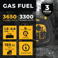 FIRMAN® Gas Inverter Portable Generator 3650W Electric Start #W03382