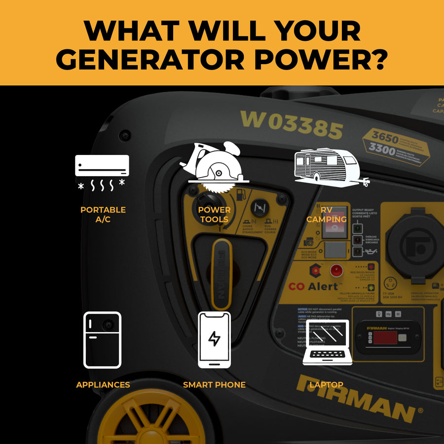 FIRMAN® Inverter Portable Generator 3650W With CO Alert #W03385