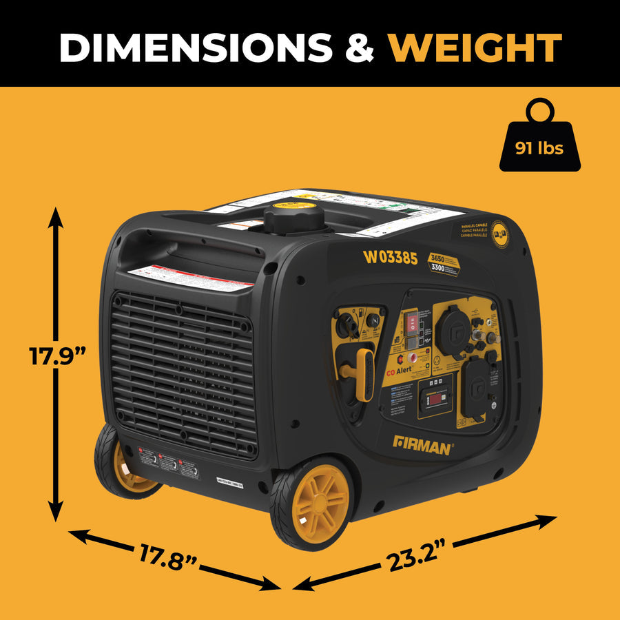 FIRMAN® Inverter Portable Generator 3650W With CO Alert #W03385