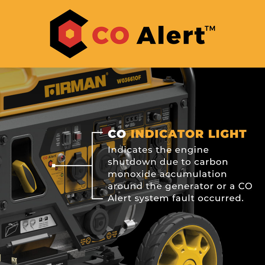 FIRMAN® Inverter Open Frame Portable Generator 4500W Recoil Start with CO Alert #W03661OF