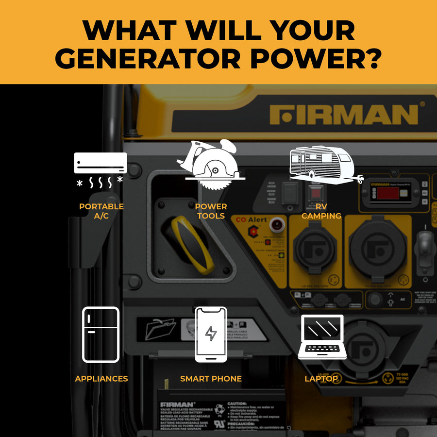 FIRMAN® Inverter Open Frame Portable Generator 4500W Recoil Start with CO Alert #W03661OF