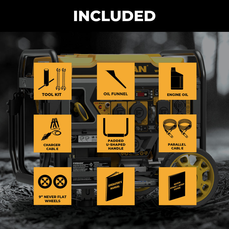 FIRMAN® Inverter Open Frame Portable Generator 4500W Recoil Start with CO Alert #W03661OF