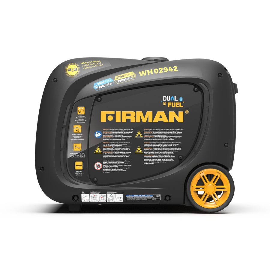 FIRMAN® Dual Fuel Inverter Portable Generator 3200W Electric Start #WH02942