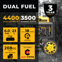 FIRMAN® Dual Fuel Open Frame Inverter 4400W Electric Start with CO Alert #WH03562OF