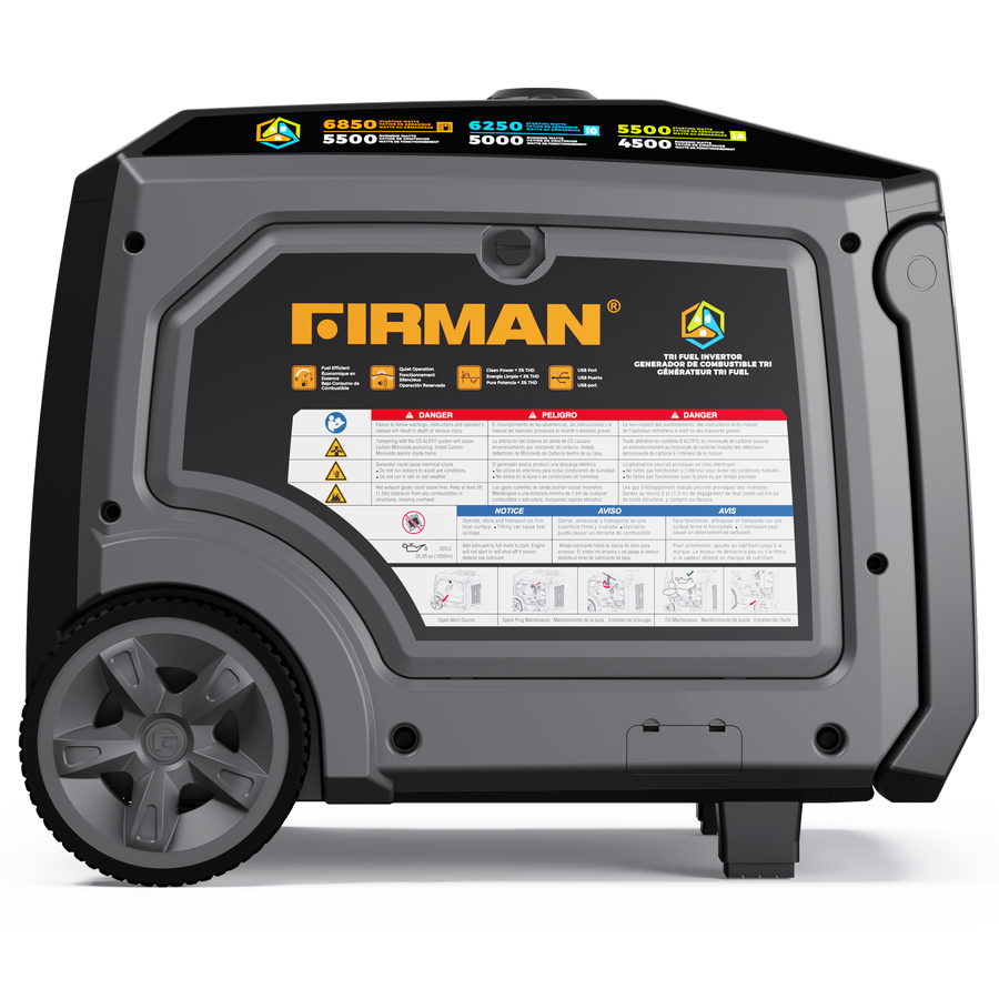 FIRMAN® Tri Fuel Inverter Portable Generator 6850W Electric Start With CO Alert #WT05571