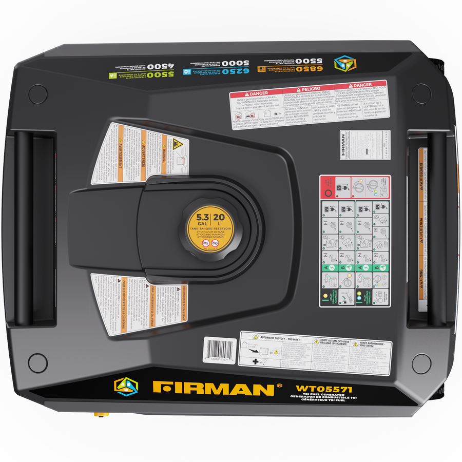 FIRMAN® Tri Fuel Inverter Portable Generator 6850W Electric Start With CO Alert #WT05571